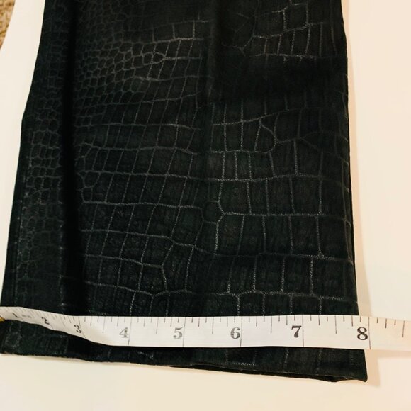 Bermans Vintage Black Crocodile Pattern Suede Leather Pants Size 8 Edgy Biker - Picture 10 of 14